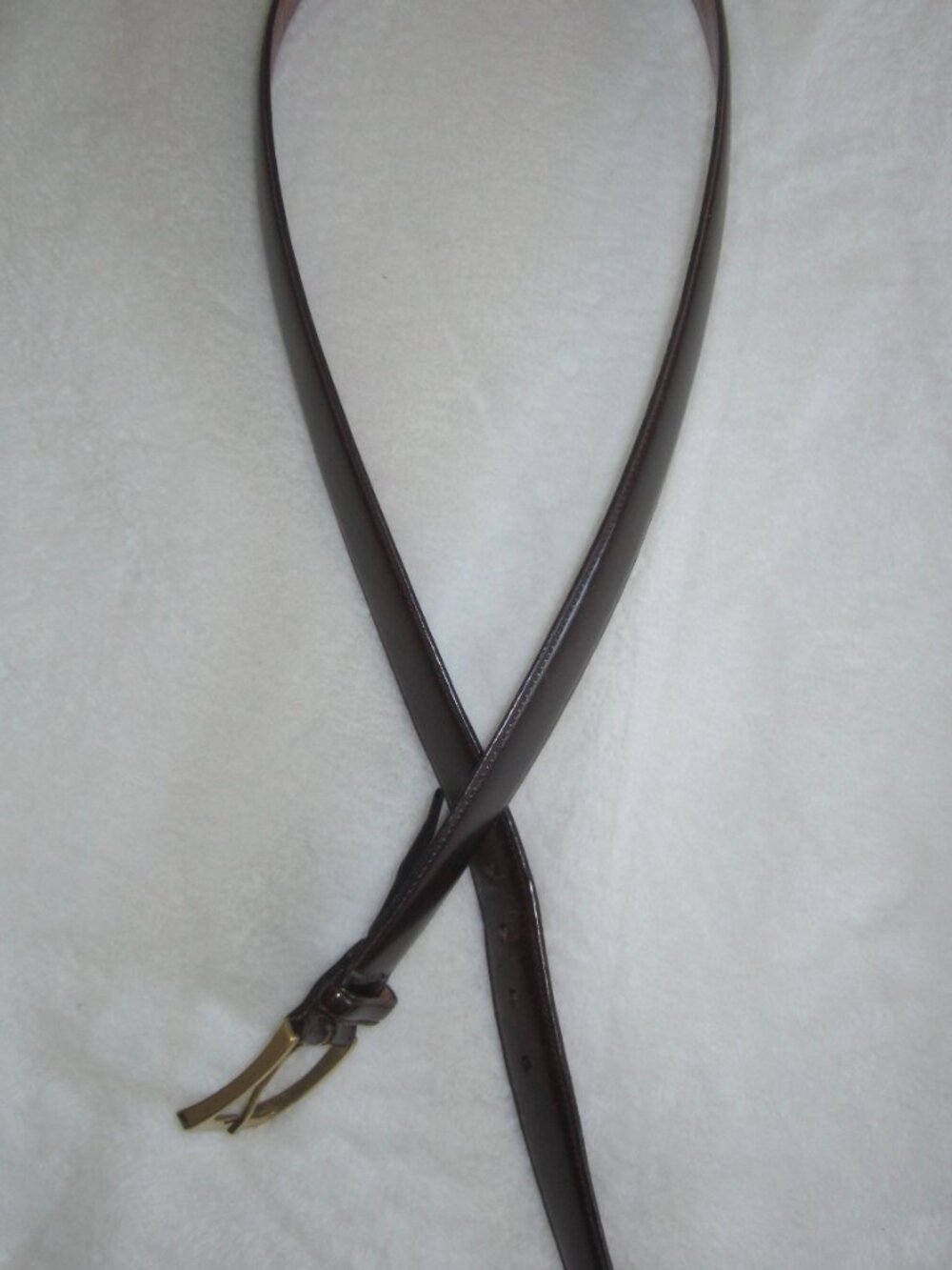 TRAFALGAR Cortina Leather Leather Belt Brown Solid Brass Buckle Made in USA 34